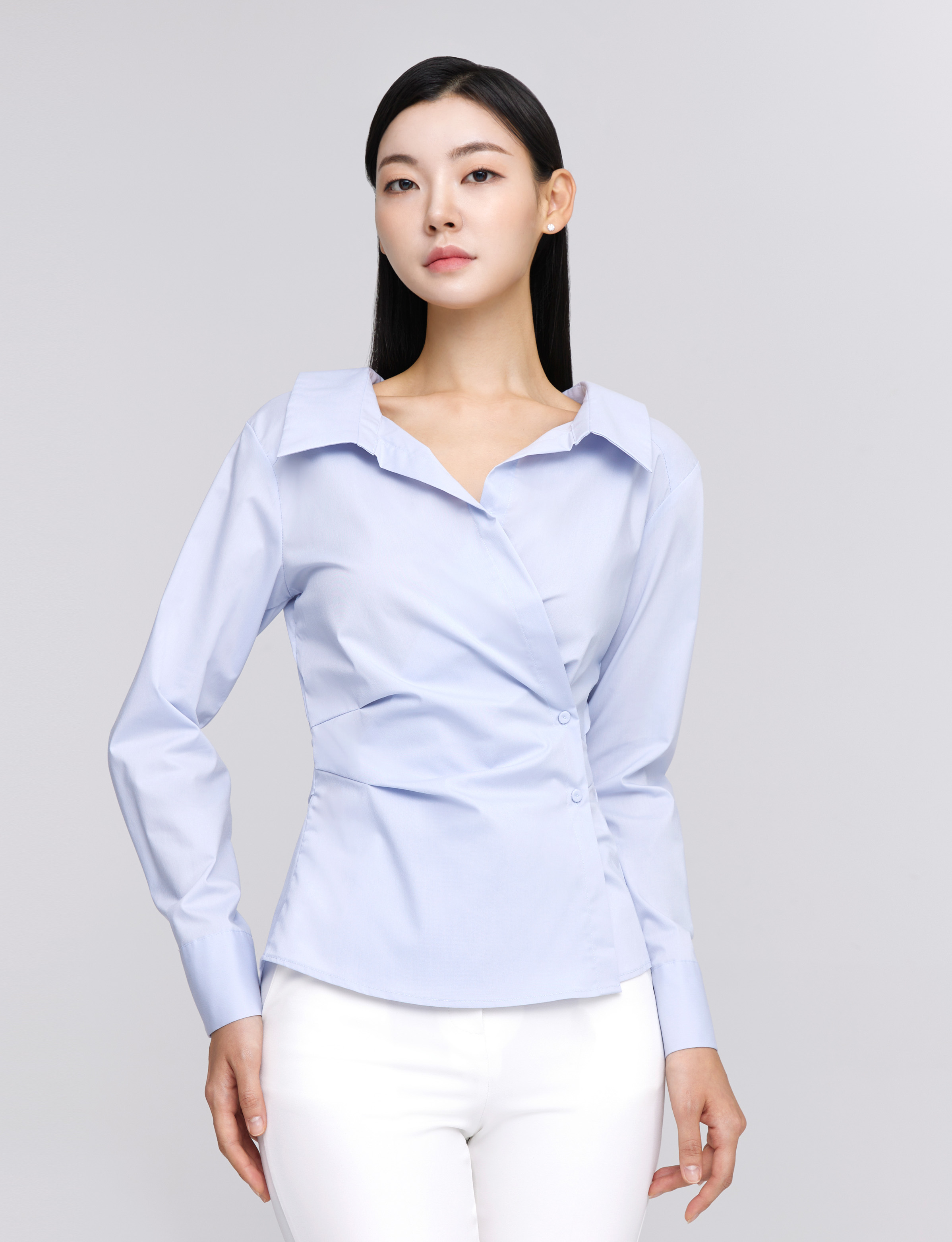 All-in Two-way Wrap Shirt Blouse_3colors